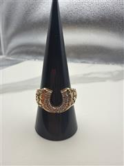 10K GOLD NUGGET DIAMOND HORSEHOE RING 4397G SIZE 10.5
